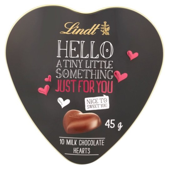 Lindt Hello Milk Chocolate Heart Tin, £3.50, sainsburys.co.uk