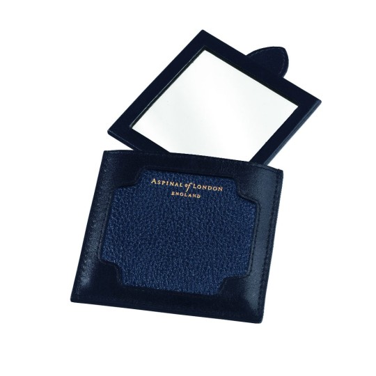 Marylebone Compact Mirror in Navy, £50, Aspinal of London