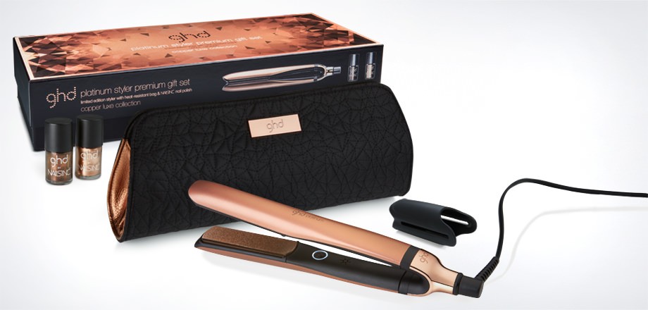 Platinum Copper Luxe Premium Gift Set, £175, ghd