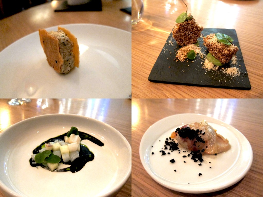 Thai Explosion, Amaranth with Sorrel, Squid with Ink and Apple, Young Potato with Yeast and Olive