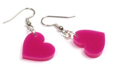 Plastic Bat heart earrings