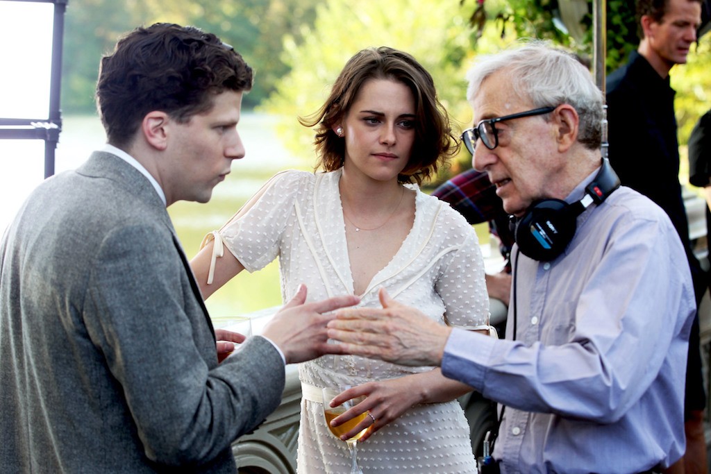 Woody Allen, Jesse Eisenberg, Steve Carell, Kristen Stuart and Vittorio Storaro on Café Society