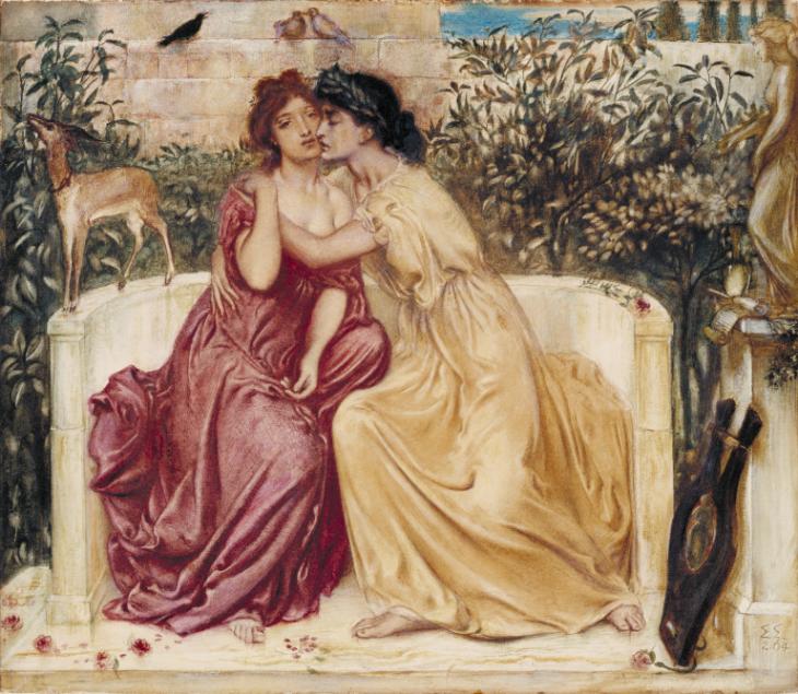 Sappho and Erinna in a Garden at Mytilene 1864 by Simeon Solomon 1840-1905